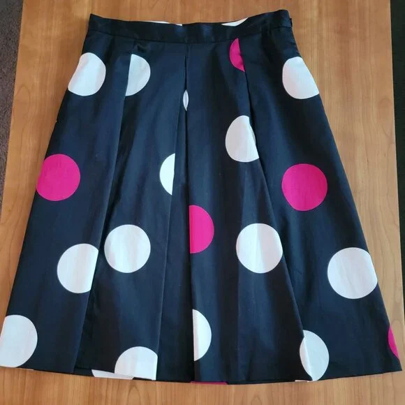 Talbots Cotton Polka Dot Skirt with Box Pleats - 4P - Picture 2 of 7